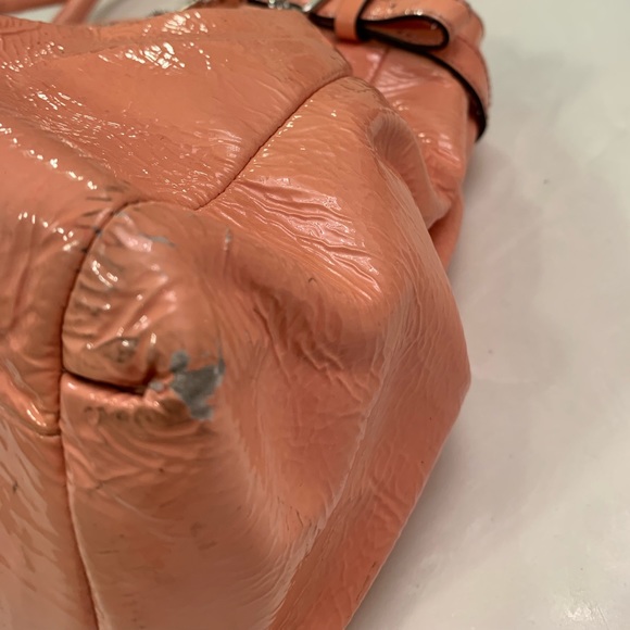 Salmon Pink Patent Leather Coach Handbag - Picture 8 of 8